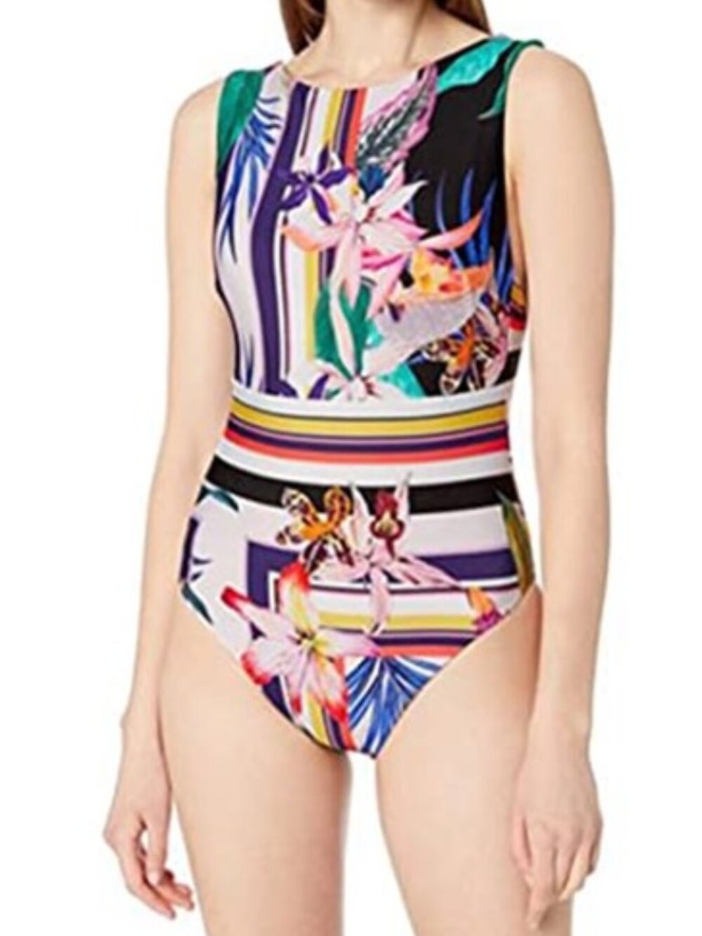 Trina Turk Treasure Cove Boatneck One Piece Swimsuit Size 4 NWT